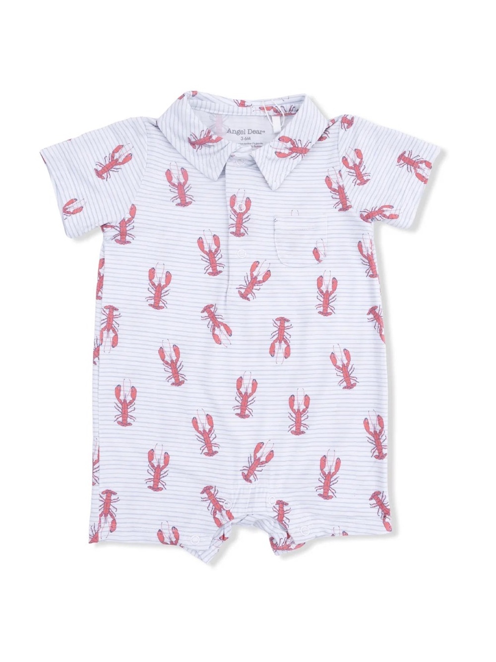 Angel Dear White One-Piece with Pink Lobster Print with matching bib